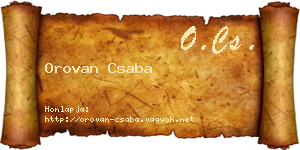 Orovan Csaba névjegykártya